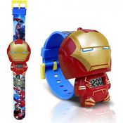 Relógio Digital para Crianças de 5 até 15 Anos, econoLED Homem de Ferro, Vermelho e Azul