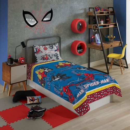 Jogo de Lençol Infantil Homem Aranha Spider Man Solteiro 2 Peças