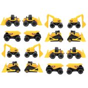 Kit 16 Mini Tratores de Brinquedo Carrinho Caçamba Escavadeira Pá Carregadeira