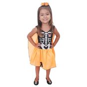 Fantasia Infantil de Halloween - Esqueletinha com Capa - Tam M - Brink Model