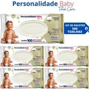 Lenços Umedecido Personalidade Baby Care Kit 5 Pacotes C/100