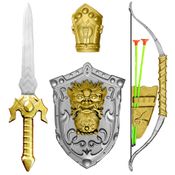 Brinquedo Guerreiro 3 em 1 Espada Escudos e Arco e Flecha