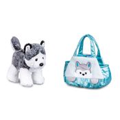 Pelúcia com Acessórios - Cutie Handbags - Husky - Azul - 15 Cm - Multikids