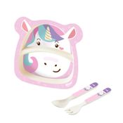 Conjunto Alimentacao Prato Baby 3 Pc Unicornio - Zoop Toys Z