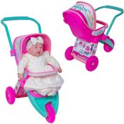 Carrinho de Boneca Ninos 3 Rodas Cotiplás Rosa 2284 3+