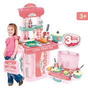 Bancada Maleta Cozinha Infantil Top Kitchen 3 em 1 Brinquedo Com Acessórios Rosa Replay Kids