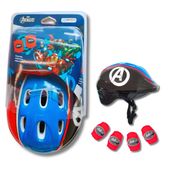 KIT PROTECAO INFANTIL MARVEL AVENGERS CAPACETE + AZUL