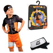 Fantasia Naruto Masculina Infantil Com Bandana - G 9 - 12