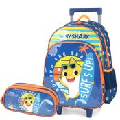 Kit Mochila Rodinhas e Estojo BABY SHARK SURF