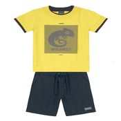 Conjunto - Camiseta e Bermuda - Algodão - Amarelo - Brandili