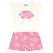 Conjunto Blusa e Shorts Relevo - Rosa - Lantejoula - Brn