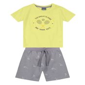 Conjunto - Camiseta e Bermuda Malha - Amarelo - Brandili