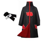 Capa Akatsuki Manto Fantasia Naruto Cosplay Com Bandana