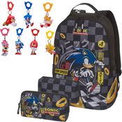 Kit Mochila Sonic + Estojo Ganhe Chaveiro - Dc Toys