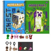 Kit 2 Cadernos Minecraft Foroni + Ganhe Chaveiro - Dc Toys