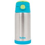 Garrafa Térmica - 400Ml - Com Canudo - Azul - Buba