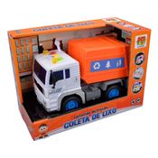 Carro a Fricção Caminhão Coleta de Lixo Laranja DM Toys