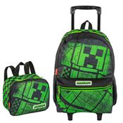 Kit Mochila De Rodinha Minecraft G Acid +Lancheira M Plus