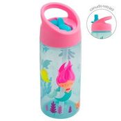 Garrafa Infantil Sereia com Canudo Retrátil 400ml - Buba