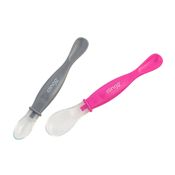 Colheres de Silicone - 2 Unidades - Rosa e Cinza - Brasbaby