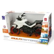 Moto de Brinquedo Esportiva Multi Motors Motocicleta 26cm Branco Roma