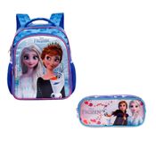 Kit - Mochila - Estojo - Disney - Frozen - Azul - Xeryus