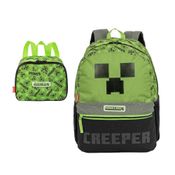 Kit Mochila De Costas Minecraft G Plus Creeper +Lancheira