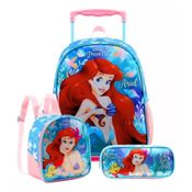 KIT MOCHILA RODINHA LANCHEIRA ESTOJO PRINCESA  ARIEL -XERYUS