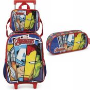 KIT MOCHILA RODINHA LANCHEIRA ESTOJO AVENGERS MARVEL-LUXCEL