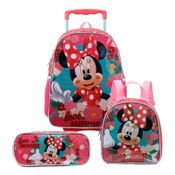 KIT MOCHILA RODINHA  LANCHEIRA  ESTOJO MINNIE ROSA-XERYUS