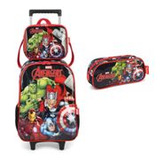 KIT MOCHILA ROD LANCHEIRA ESTOJO AVENGERS MARVEL PT-LUXCEL