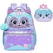 Kit Mochila de Costas Infantil Pack Me Cat + Lancheira