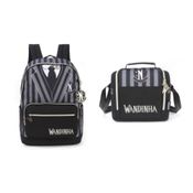 Kit Wandinha - Mochila de Costas e Lancheira - Preta - Luxcel