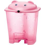 Lixeira Infantil com Pedal Cajovil Adoleta Bebê Urso - 12 Litros - Rosa Bebê Translucido