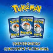 Pack 50 Cartas Pokémon Com 1 Carta V Ultra Rara Garantida