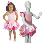 Fantasia Infantil Carnaval Colombina Rosa Princesa Criança 2 a 8 anos P ao G