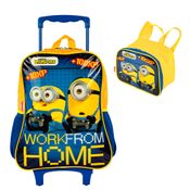 Kit Mochila Rodinha Lancheira Sestini Minions Gamer Azul