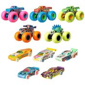 Conjunto 10 Veículos Monster Trucks e Carros, Escala 1:64, para Crianças Acima de 4 Anos, Hot Wheels