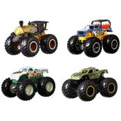 Conjunto de 4 Caminhões Hot Wheels Monster Trucks Escala 1:64 com Rodas Gigantes, Modelos Variados