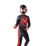 Fantasia Homem Aranha Miles Morales Macacão Longo Máscara