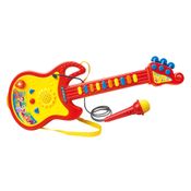 Guitarra com Microfone  Vermelha DMT5379 DM Toys