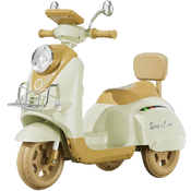 Mini Lambreta Moto Eletrica Shiny Toys 6v Bege com Luzes Mp3