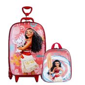 Kit Mochila Rodinhas 3D Moana Disney + Lancheira Maxtoy