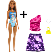 Kit Boneca Barbie Moda Praia + 1 Saia E Bolsinha Mattel