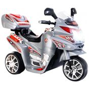 Moto Elétrica Infantil Ride a Bateria 6V 3 Rodas com Sons e Luzes para Crianças a Partir de 3 Anos, COSTZON, Cinza