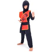Fantasia Ninja Samurai Sombrio Infantil Completa Com Gorro - M 4 - 6