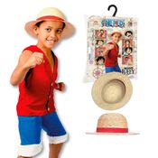 Fantasia One Piece Infantil Roupa e Chapeu de Palha Luffy - M 5 - 8