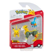 3 Bonecos de Batalha Pikachu, Mudkip e Boltund - Pokémon