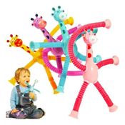 Kit 4 Girafas Pop It Tubo Estica E Gruda Fidget Tiktok C Led