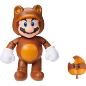 Super Mario - Boneco Tanooki Mario de 10cm com Super Folha - Sunny